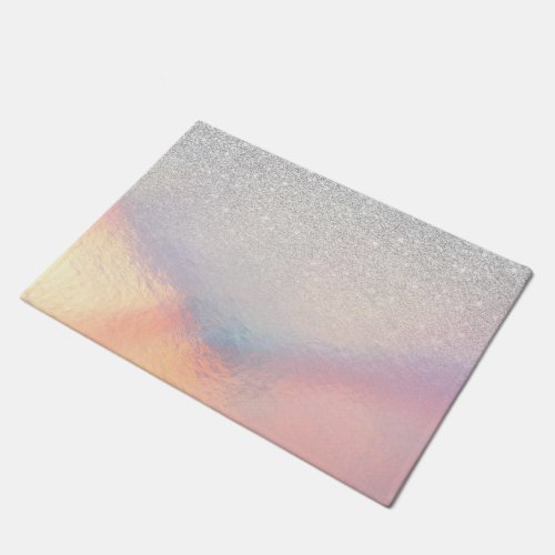 Silver Glitter Iridescent Holographic Gradient Doormat