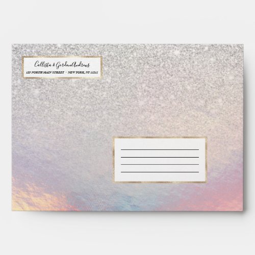 Silver Glitter Iridescent Holographic Gradient Envelope