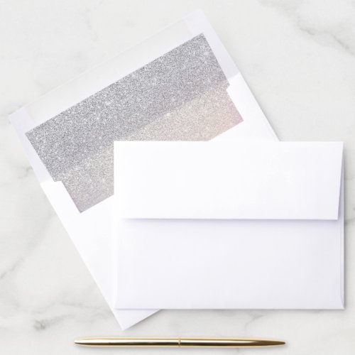 Silver Glitter Iridescent Holographic Gradient Envelope Liner