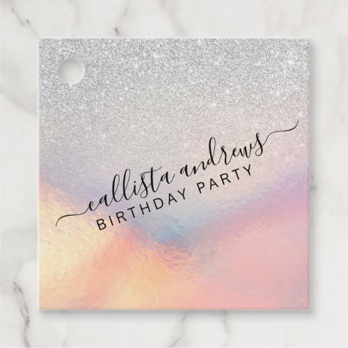 Silver Glitter Iridescent Holographic Gradient Favor Tags