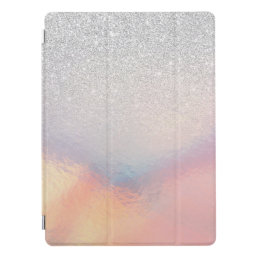 Silver Glitter Iridescent Holographic Gradient iPad Pro Cover
