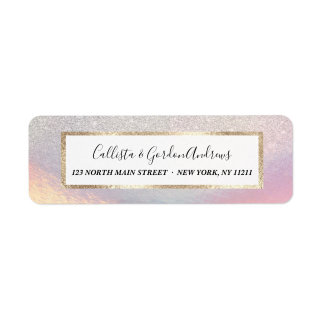 Silver Glitter Iridescent Holographic Gradient Label (Front)