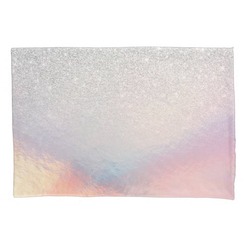 Silver Glitter Iridescent Holographic Gradient Pillow Case