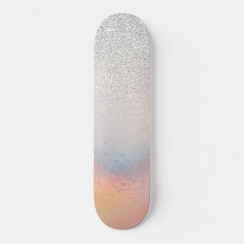 Silver Glitter Iridescent Holographic Gradient Skateboard