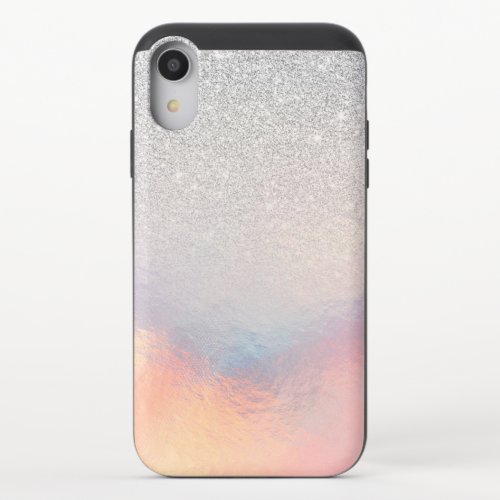 Silver Glitter Iridescent Holographic Gradient iPhone XR Slider Case