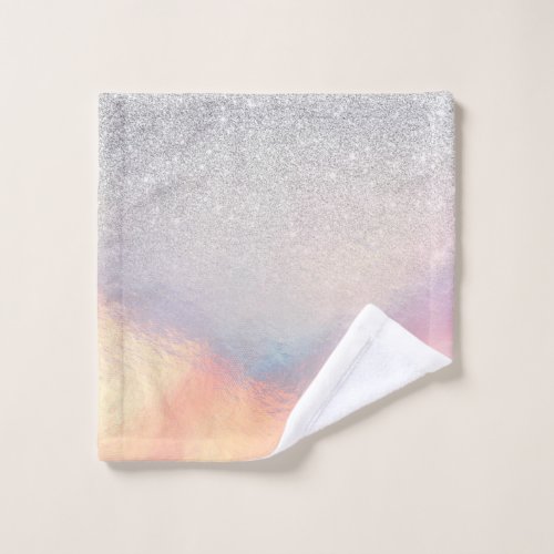 Silver Glitter Iridescent Holographic Gradient Wash Cloth