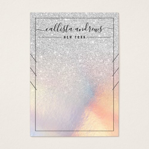 Silver Glitter Iridescent Necklace Display Card