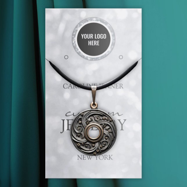 Silver Glitter Jewelry Earring or Necklace Display Business Card (Perfect for business)