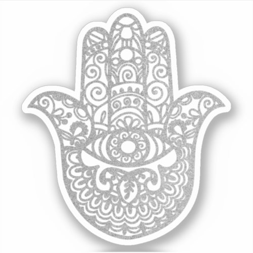 Silver Glitter Khamsa Hand Good luck Sticker