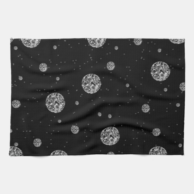 Silver glitter kitchen towel (Horizontal)