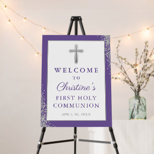 Silver Glitter Lavender Purple First Communion Foam Board
