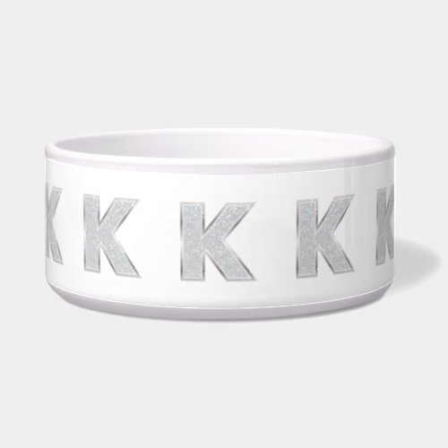 Silver Glitter letter K Bowl