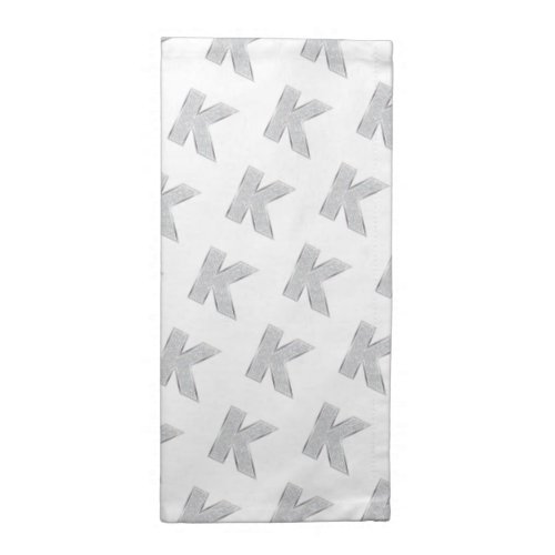 Silver Glitter letter K Cloth Napkin