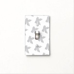 Silver Glitter letter K Light Switch Cover