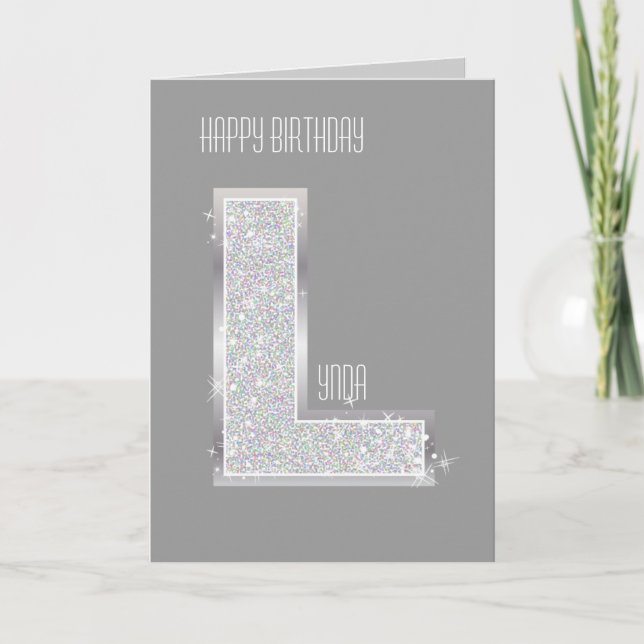 Silver Glitter Letter L Card (Front)