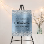 Silver Glitter Light Blue Foil 18th Birthday Foam Board<br><div class="desc">A modern elegant calligraphy with a modern all caps style font in black. Create your own 18th birthday milestone birthday party celebration welcome foam board sign for your friend. The background features a faux sparkly silver glitter with a brushed metal light blue foil digital art graphic that prints like a...</div>
