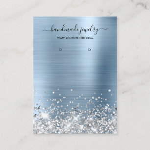 Silver Glitter Light Blue Foil Earring Display Business Card
