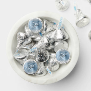 Silver Glitter Light Blue Metallic Fancy Monogram Hershey®'s Kisses®