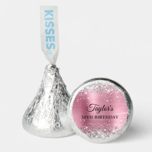 Silver Glitter Light Pink Foil 30th Birthday Hersheys Kisses