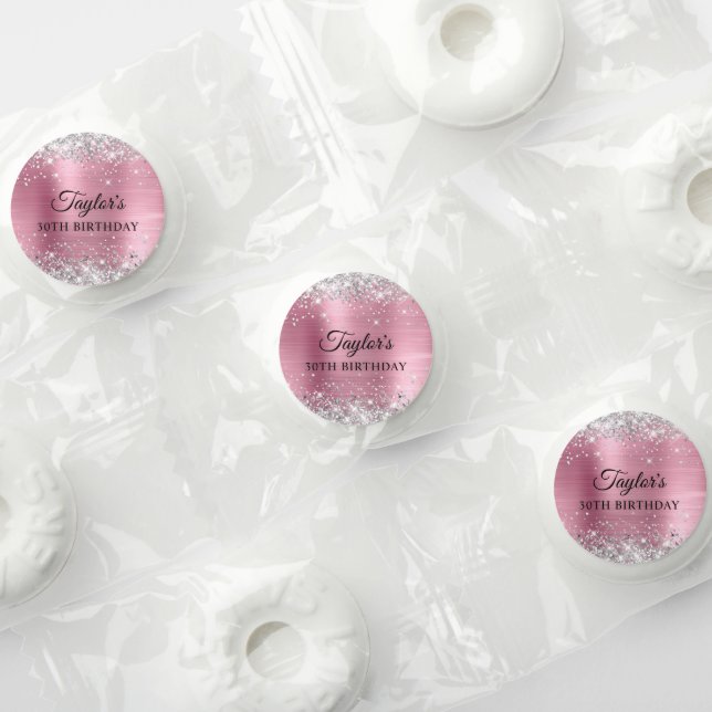 Silver Glitter Light Pink Foil 30th Birthday Life Saver® Mints (Assorted)