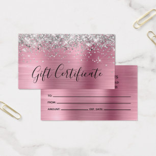 Silver Glitter Light Pink Foil Gift Certificate