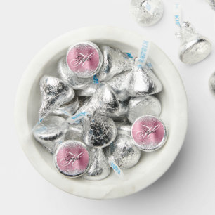 Silver Glitter Light Pink Metallic Fancy Monogram Hershey®'s Kisses®