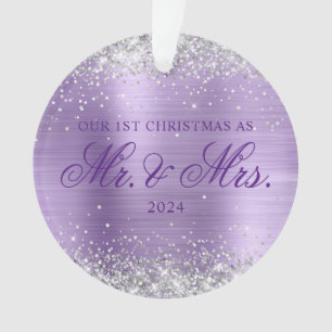 Silver Glitter Light Purple Foil Our 1st Christmas Ornament