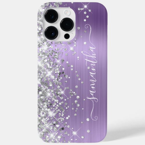 Silver Glitter Light Purple Glam Girly Signature Case_Mate iPhone 14 Pro Max Case