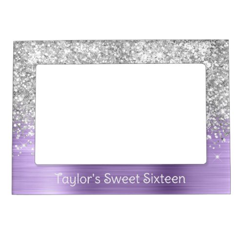 Silver Glitter Light Purple Glam Sweet Sixteen Magnetic Frame