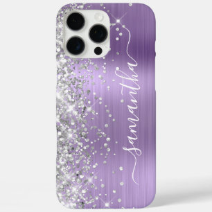 Silver Glitter Light Purple Metallic Signature iPhone 16 Pro Max Case