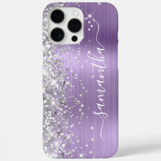 Silver Glitter Light Purple Metallic Signature iPhone 16 Pro Max Case