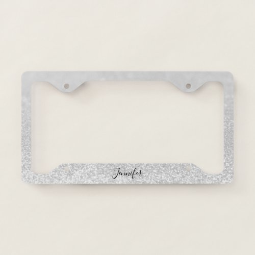 Silver Glitter Lights Personalized License Plate Frame