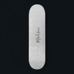 Silver Glitter Lights Personalized Skateboard<br><div class="desc">Easily personalize this custom silver faux glitter skateboard deck. Makes a great gift for for a girl skater. NOT ACTUAL GLITTER</div>