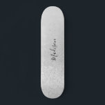 Silver Glitter Lights Personalized Skateboard<br><div class="desc">Easily personalize this custom silver faux glitter skateboard deck. Makes a great gift for for a girl skater. NOT ACTUAL GLITTER</div>