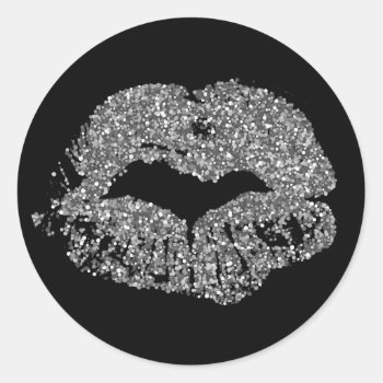 Silver Glitter Lips Sticker by TheLipstickLady at Zazzle