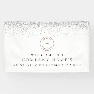 Silver Glitter Logo Welcome Christmas Party Banner