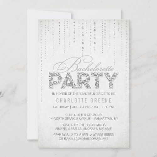 Glitter Look Bachelorette Party Invitation