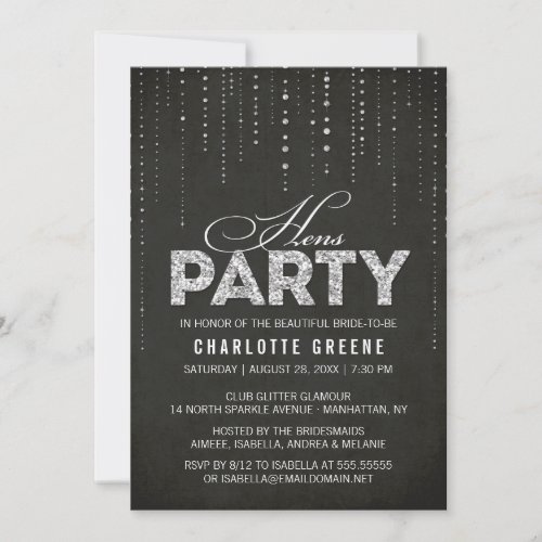 Glitter Look Hens Party Invitation