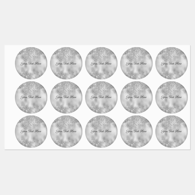 Silver Glitter Look Labels (Sheet)