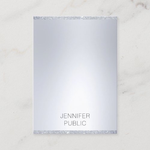 Silver Glitter Look Modern Minimalist Professional Business Card