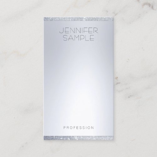 Silver Glitter Look Modern Minimalist Template Business Card