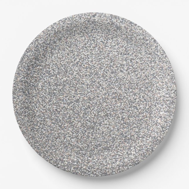 Silver glitter look paper plates (Front)
