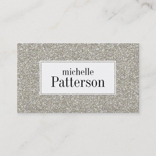 Customizable Silver Glitter Look Professional Business Cards