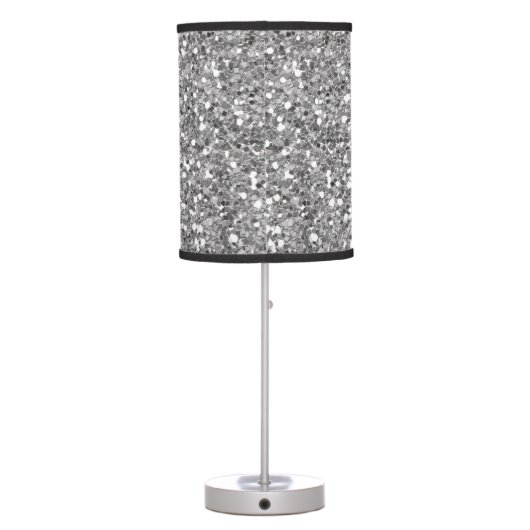 Silver Glitter look Sparkle Glam Sequin Table Lamp (Back)