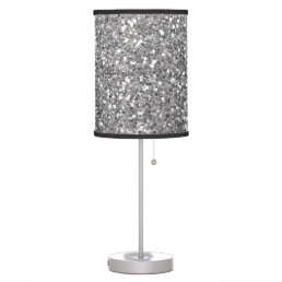 Silver Glitter look Sparkle Glam Sequin Table Lamp