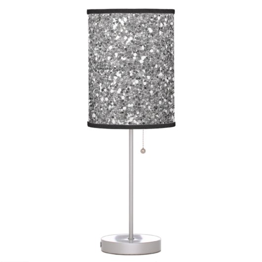 Silver Glitter look Sparkle Glam Sequin Table Lamp (Left)