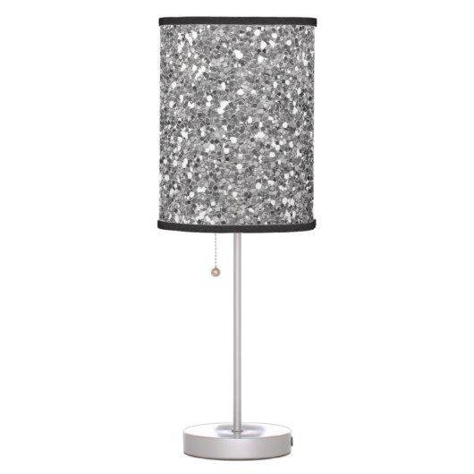 Silver Glitter look Sparkle Glam Sequin Table Lamp (Right)