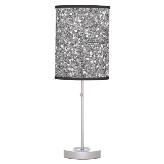 Silver Glitter look Sparkle Glam Sequin Table Lamp (Front)