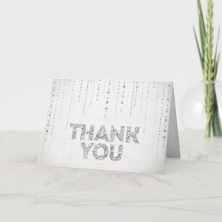 SIlver Glitter Look Thank You Card