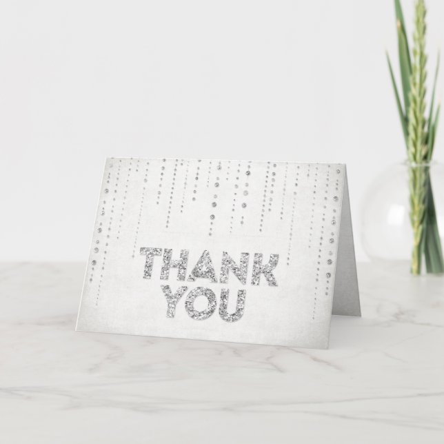 SIlver Glitter Look Thank You Card (Front)
